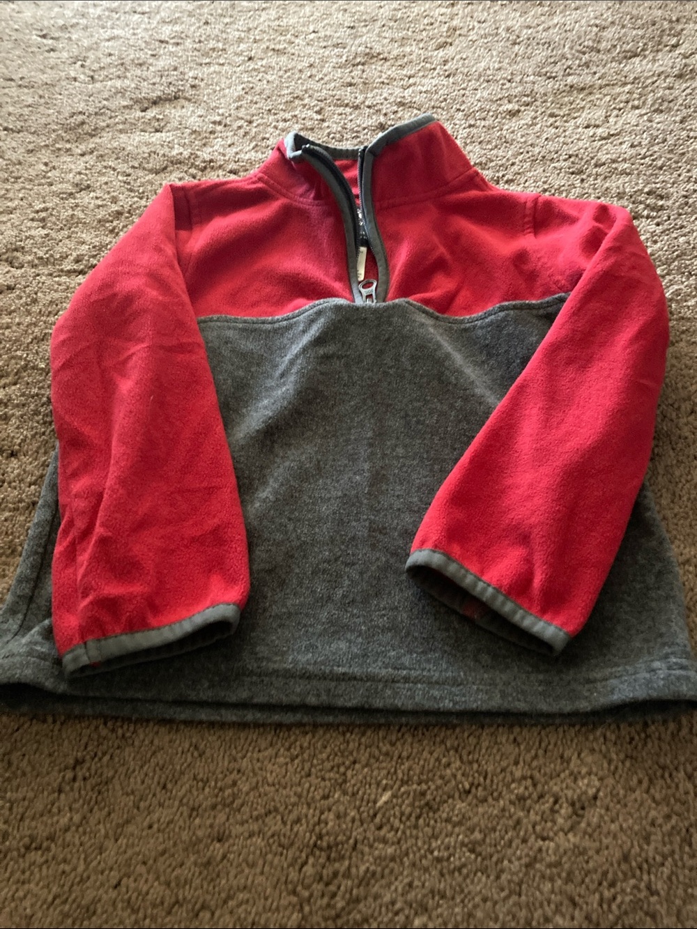 OshKosh B'gosh Red and Gray Quarter-Zip Fleece Pullover